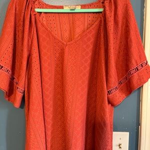 Misia 2X top. Salmon/orange. Soft and Stretchy.